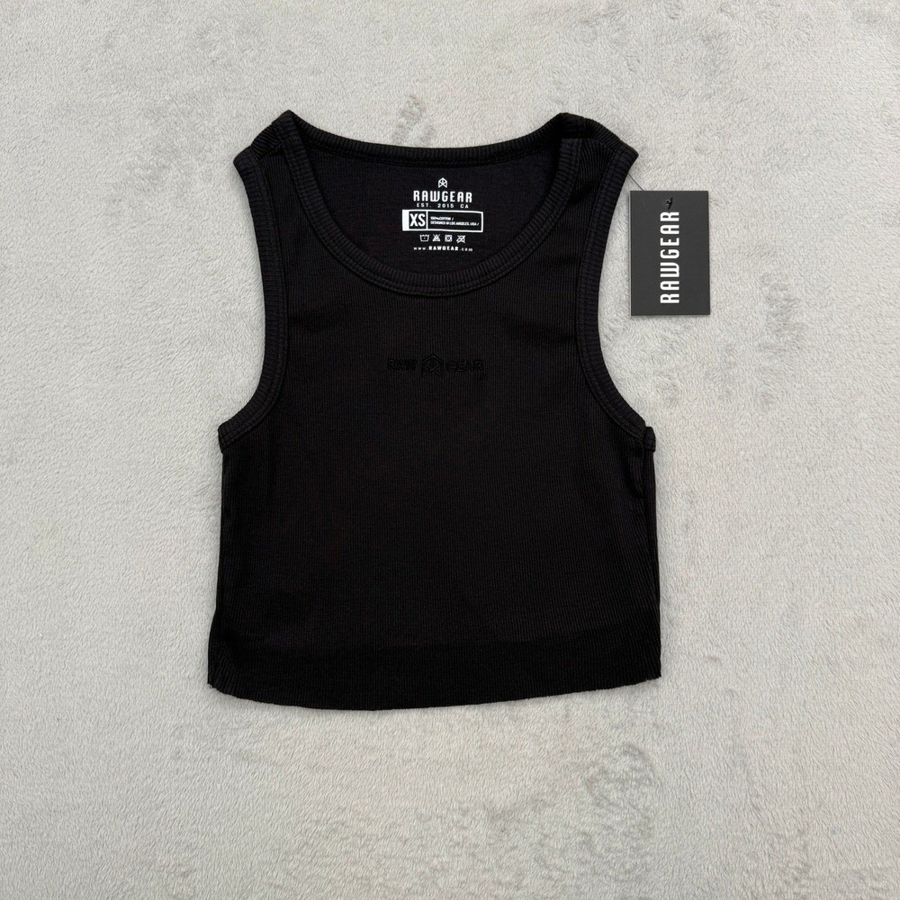 Rawgear Cropped‎ Rib Tee Women Medium Ash Black  Ribbed Tank Top Comfortable NWT